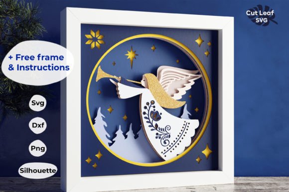 Christmas Angel 3d Shadow Box, Noel for Holiday Design