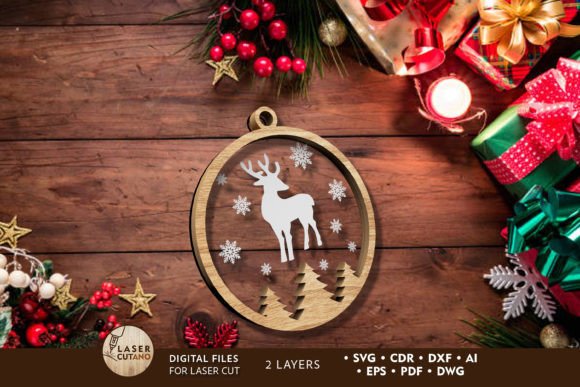 Christmas Deer Ornament, Laser Cut Files Review