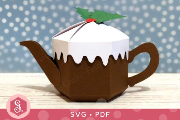 Christmas Pudding Teapot Box SVG PDF: Shapes for Seasonal Branding