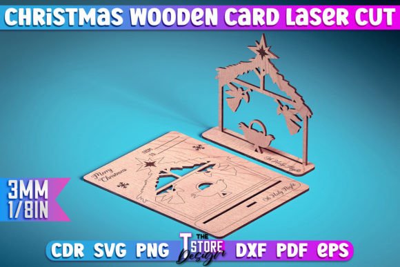Christmas Wooden Card Laser Cut SVG for Winter Amp