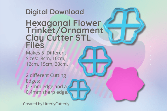 Clay Cutter STL File Hexagonal Flower Tr for Tools