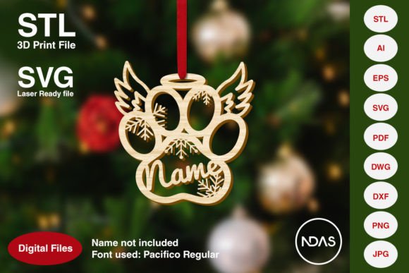 Dog Paw Angel Wings Christmas Tree Decor for Winter Amp