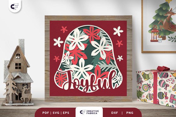 Joyful Christmas 3D Shadow Box SVG for Holiday Branding