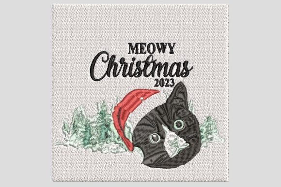 Meowy Merry Christmas 2023 Embroidery for Festive Branding