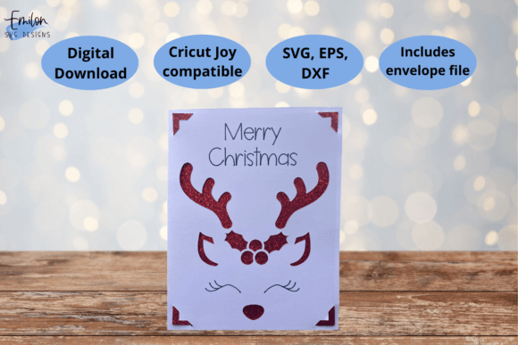 Merry Christmas Reindeer Insert Card SVG for Cards