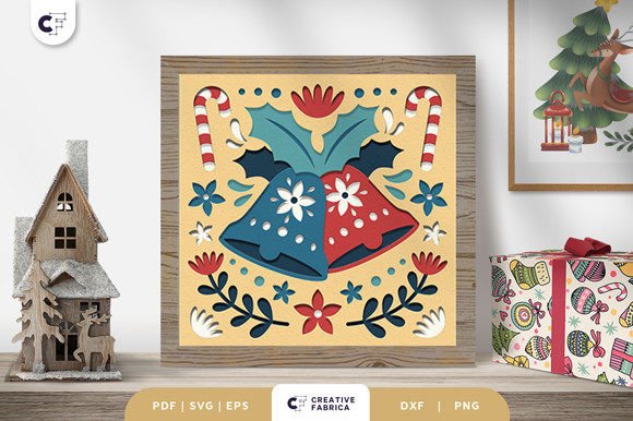 Nordic Christmas Bell 3D Shadow Box for Seasonal Branding