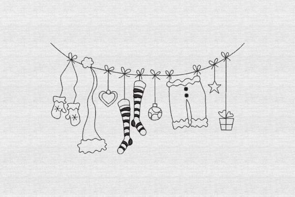 Santa s Clothesline Sketch Line Art for Christmas Branding