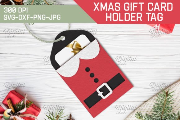 Santa SVG.Christmas Gift Card Holder Tag for Winter Amp